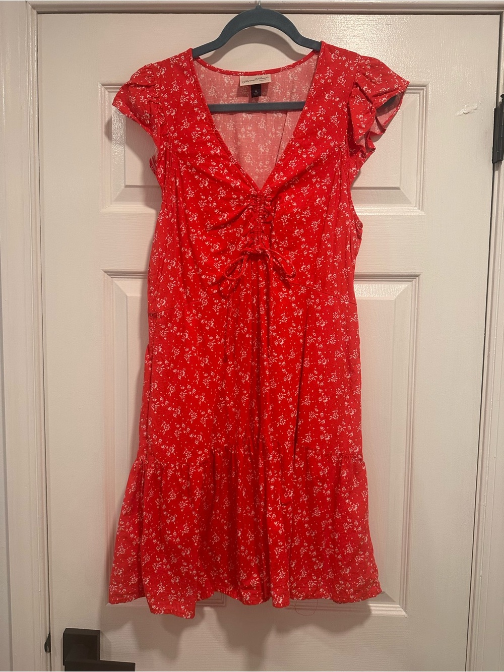 Universal Thread Red Floral Tie-Front Midi Dress